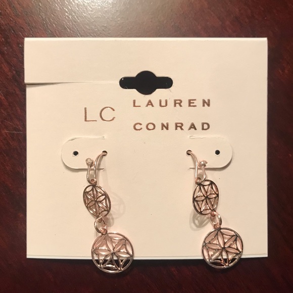NWT! Lauren Conrad Gold-toned Filigree Double Drop Earrings - Picture 3 of 4